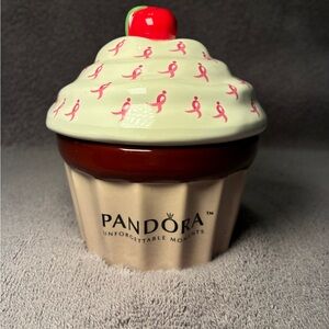 Pandora Cream and Red Cupcake Jewelry Holder